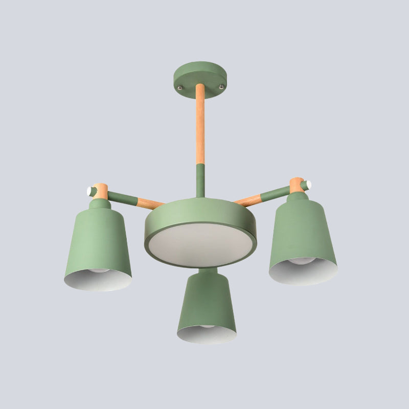 Modern Grey/Green Barrel Drum Pendant Chandelier | 3/5 Bulbs | Metal | Radial Design