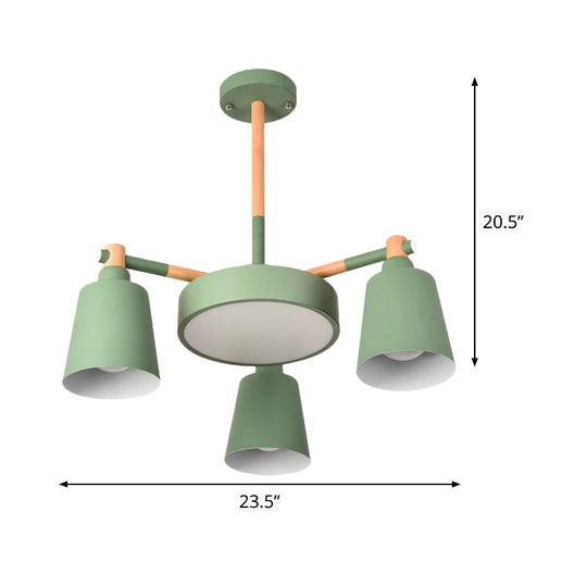 Modern Grey/Green Barrel Drum Pendant Chandelier | 3/5 Bulbs | Metal | Radial Design