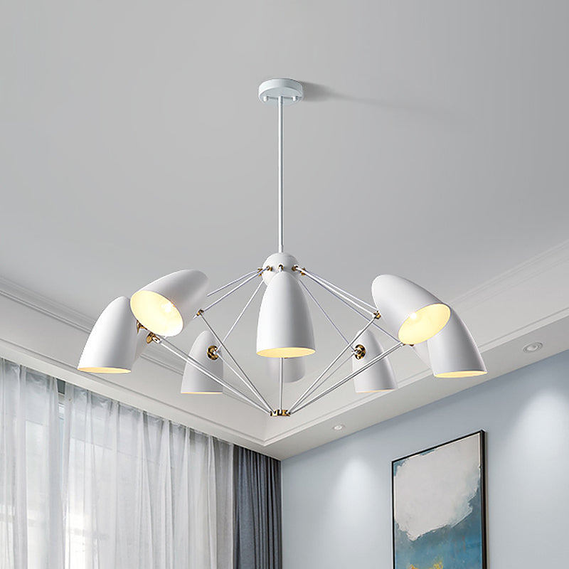 Contemporary Bullet Chandelier Pendant Light - Metal 8-Head Hanging Lamp for Bedroom in Black/White