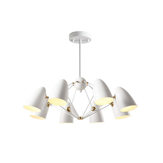 Contemporary 8-Head Metal Pendant Light With Bullet Design For Bedroom - Black/White