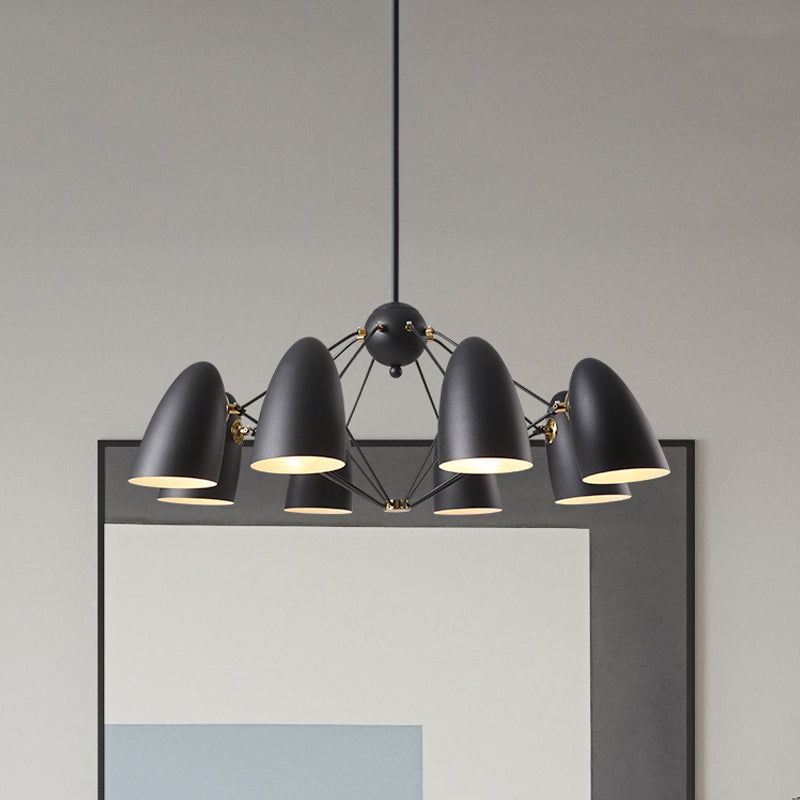 Contemporary 8-Head Metal Pendant Light With Bullet Design For Bedroom - Black/White Black