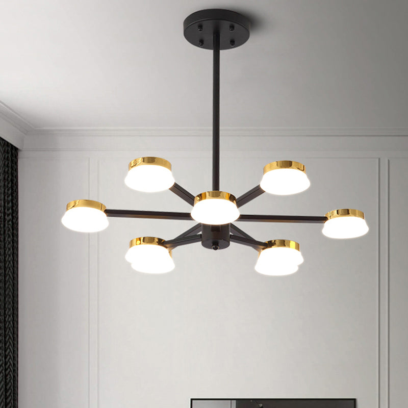 Modernist Radial Metal Chandelier - 9/12 Heads - Black Hanging Ceiling Lamp for Living Room