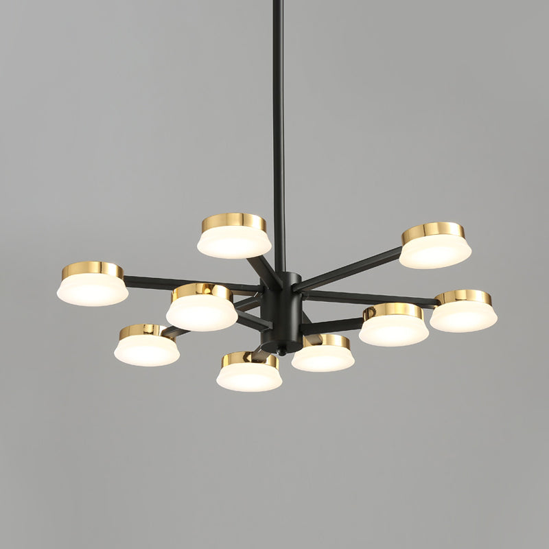 Modernist Metal Chandelier Lighting - 9/12 Head Black Ceiling Lamp For Living Room