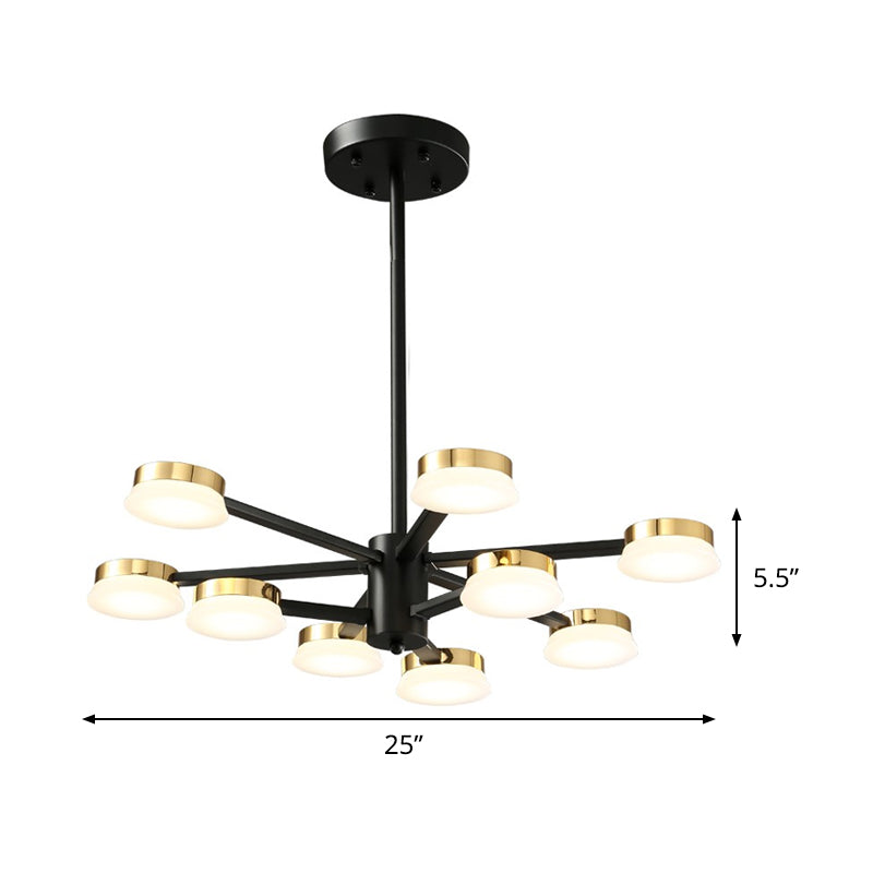 Modernist Radial Metal Chandelier - 9/12 Heads - Black Hanging Ceiling Lamp for Living Room