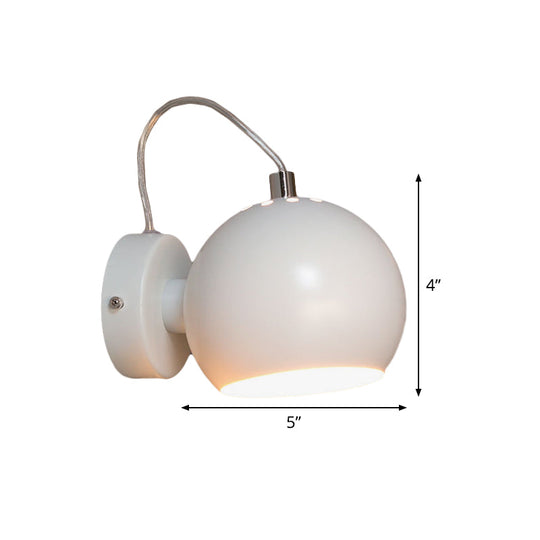 Contemporary White Adjustable Wall Sconce For Bedside - Iron Dome Mount Lighting Fixture