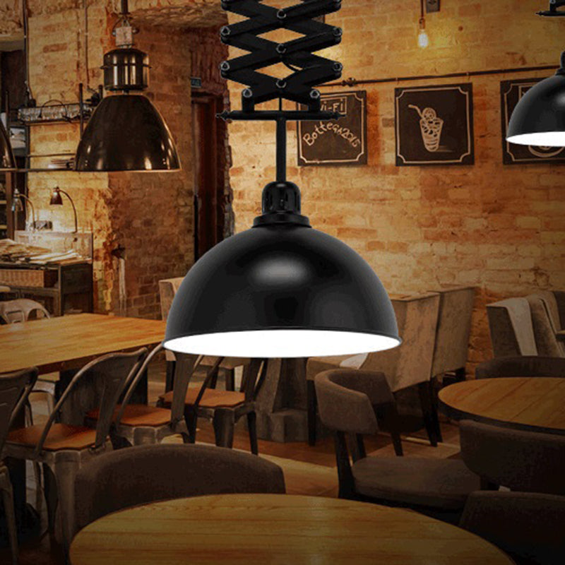 Antiqued Dome Pendant Ceiling Lamp - Telescopic, Metallic Design - Perfect for Restaurants - 1 Bulb