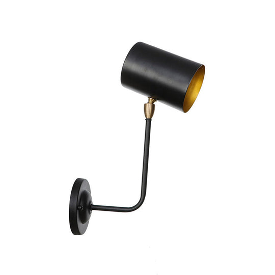 Antiqued Right Angle Arm Sconce - Wall Mounted Light With 1 Bulb 6/10 T Iron Black & Inner Gold