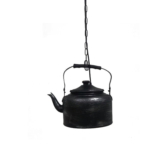 Vintage Metal LED Hanging Lamp for Teapot Restaurant - Black/Gold/Matte Black Finish