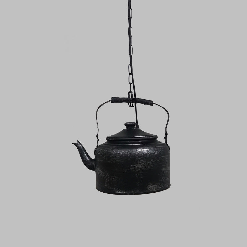 Vintage Metal LED Hanging Lamp for Teapot Restaurant - Black/Gold/Matte Black Finish