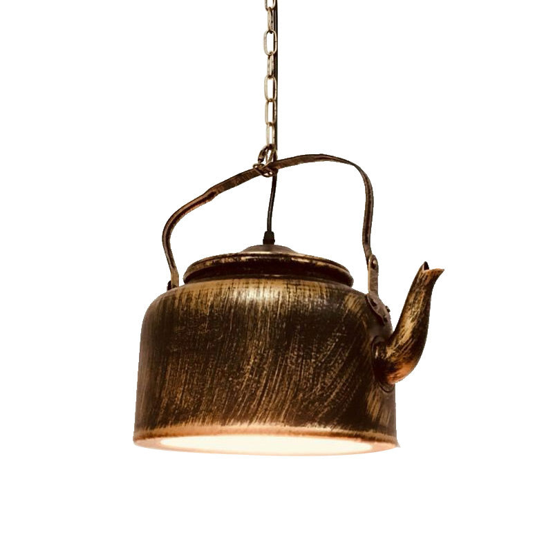 Vintage Metal LED Hanging Lamp for Teapot Restaurant - Black/Gold/Matte Black Finish