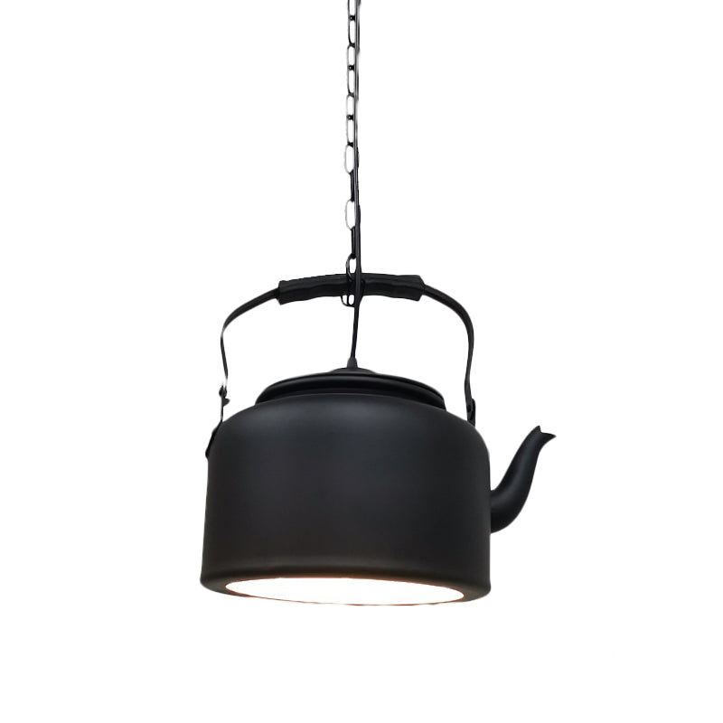 Vintage Metal LED Hanging Lamp for Teapot Restaurant - Black/Gold/Matte Black Finish