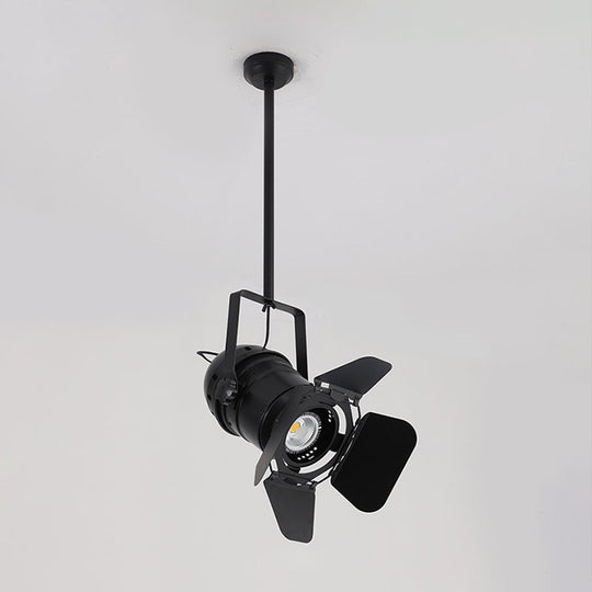 Art Deco Metallic Camera Shaped Pendant Lamp - Black Spotlight For Coffee House