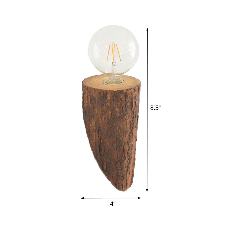 Wood Wall Mount Sconce - Chamfered Tube Design For Countryside Living Room Lighting (Brown)