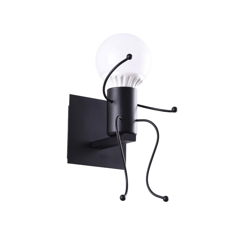 Art Deco Metallic Human Shape Wall Sconce Lamp - Black/White Bedside Lighting (1/2-Head)