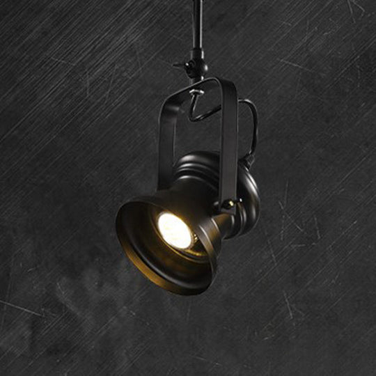 Industrial Style Semi Flush mount Light Fixture 1-Light Metal Camera  Spotlight Flush Mount Lamp in Black