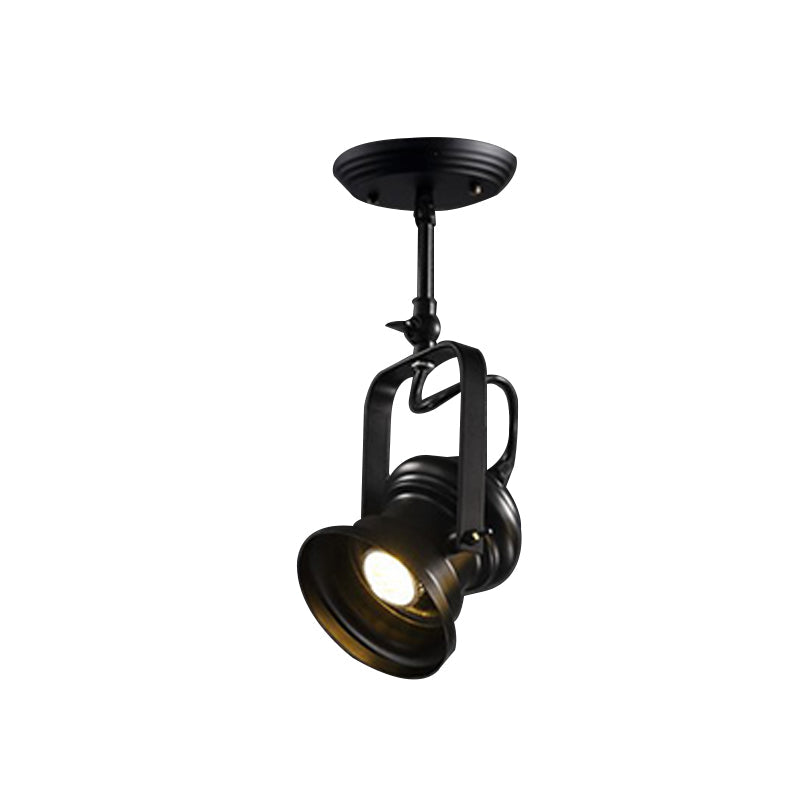 Industrial Style Semi Flush mount Light Fixture 1-Light Metal Camera  Spotlight Flush Mount Lamp in Black