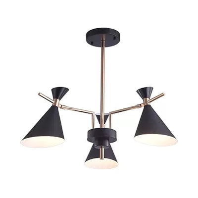 Modern Metal Hourglass Chandelier - 3-Head Hanging Light For Child Bedroom Black