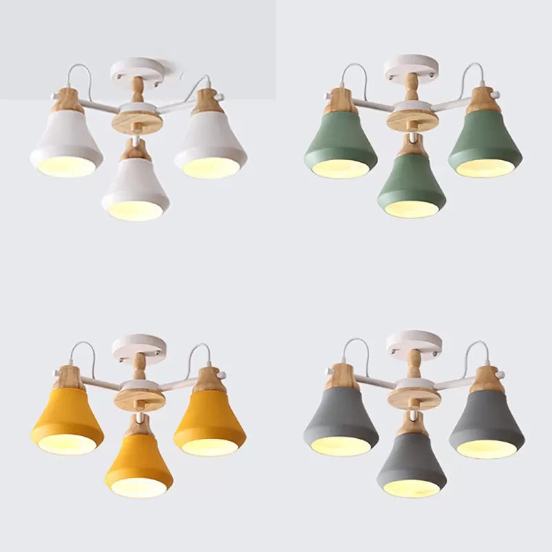 Nordic Style Child Bedroom Pendant Light With Metal Urn Shade - 3-Bulb Chandelier