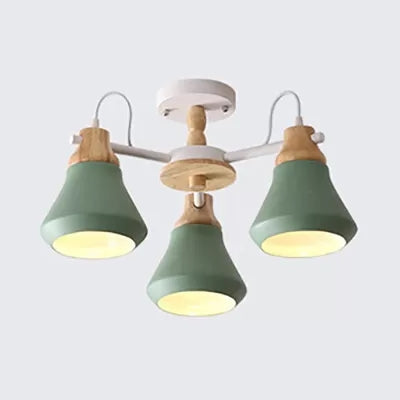 Nordic Style Child Bedroom Pendant Light With Metal Urn Shade - 3-Bulb Chandelier Green