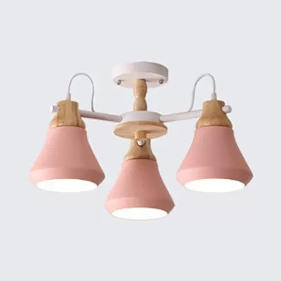 Metal Urn Shaped Suspension Light - Pink Kindergarten Macaron Style Chandelier 3 /