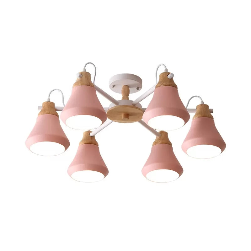 Metal Urn Shaped Suspension Light - Pink Kindergarten Macaron Style Chandelier 6 /