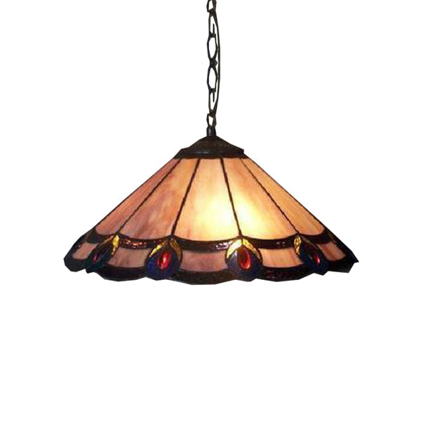 Tiffany-Style Stained Glass Pendant Lamp – Wide Tapered Design – Purple – for Dining Room