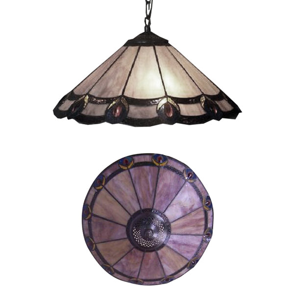 Tiffany-Style Stained Glass Pendant Lamp – Wide Tapered Design – Purple – for Dining Room