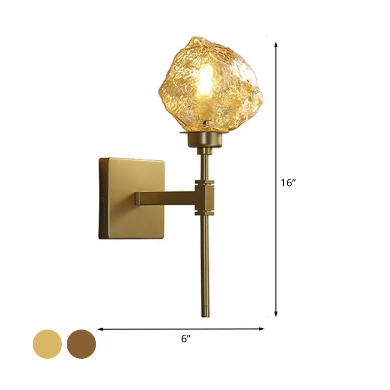 Ice Block Traditional Metal Living Room Wall Light - Smoke Gray/Amber Sconce Fixture