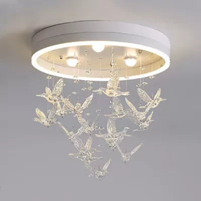 Modern Clear Crystal Bird Ceiling Mount Light for Adult Bedroom