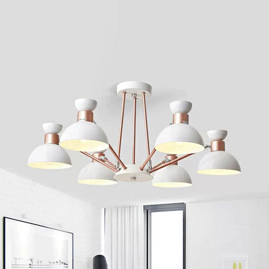 Modern Rotatable Metal Domed Chandelier Light With 6 Heads - Ideal For Living Room