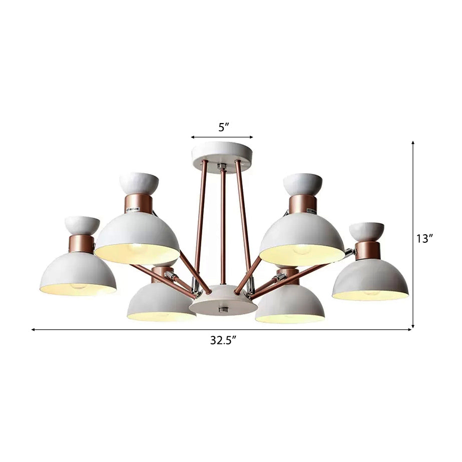 Modern Rotatable Metal Domed Chandelier Light With 6 Heads - Ideal For Living Room