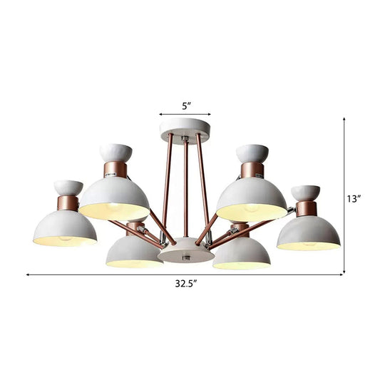 Modern Rotatable Metal Domed Chandelier Light With 6 Heads - Ideal For Living Room