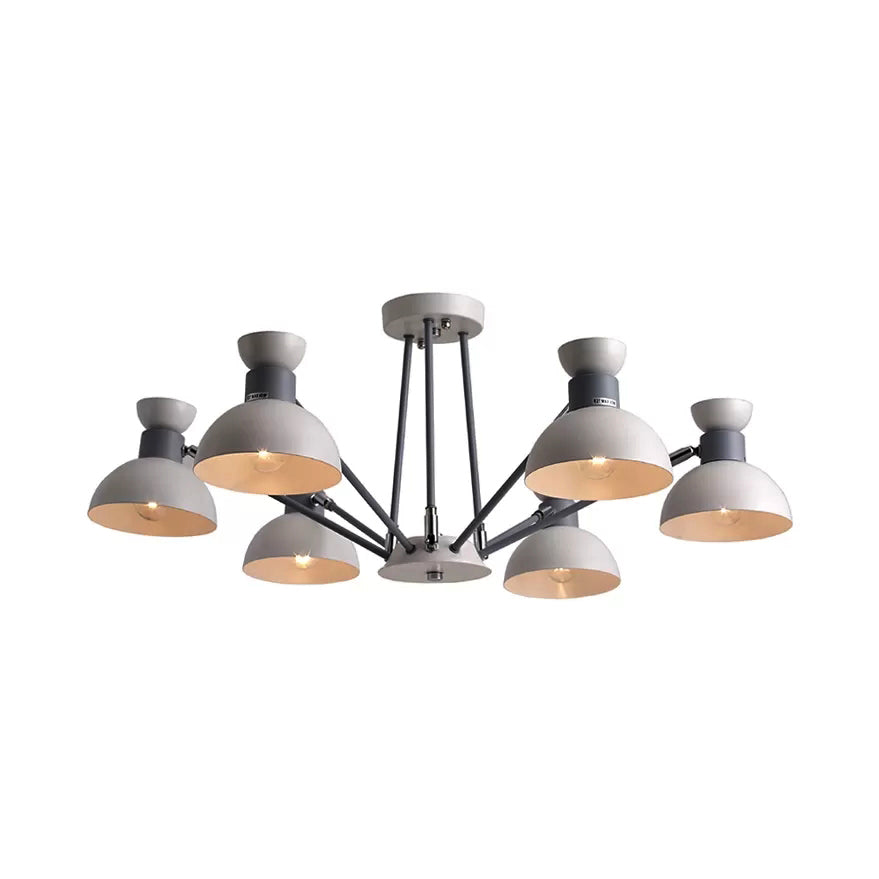 Modern Rotatable Metal Domed Chandelier Light With 6 Heads - Ideal For Living Room