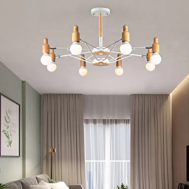 Nordic Style White Open Bulb Chandelier - Elegant Hanging Light For Living Room