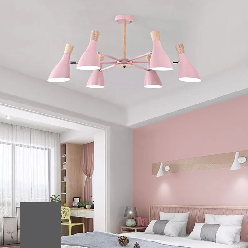 Kids Metal Chandelier: Rotatable Bottle Shape Light In Pink For Nursing Room