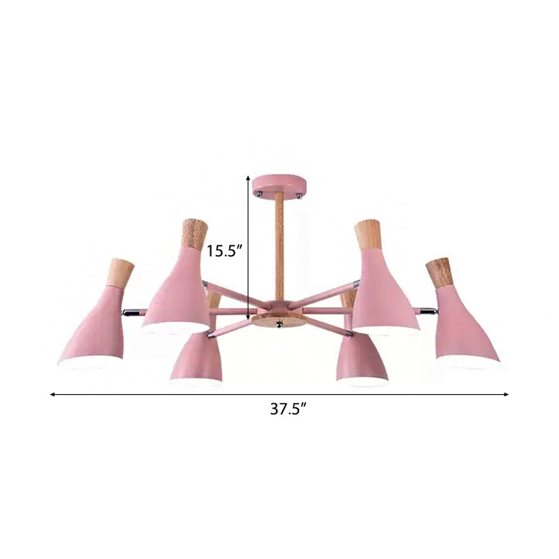 Kids Metal Chandelier: Rotatable Bottle Shape Light In Pink For Nursing Room