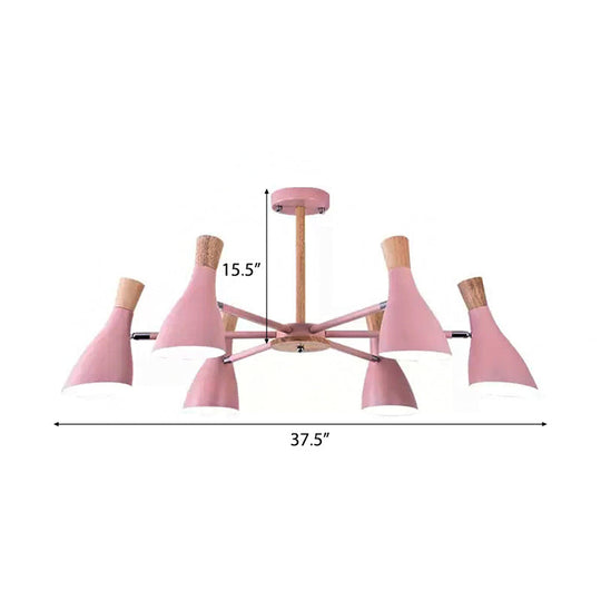 Kids Metal Chandelier: Rotatable Bottle Shape Light In Pink For Nursing Room