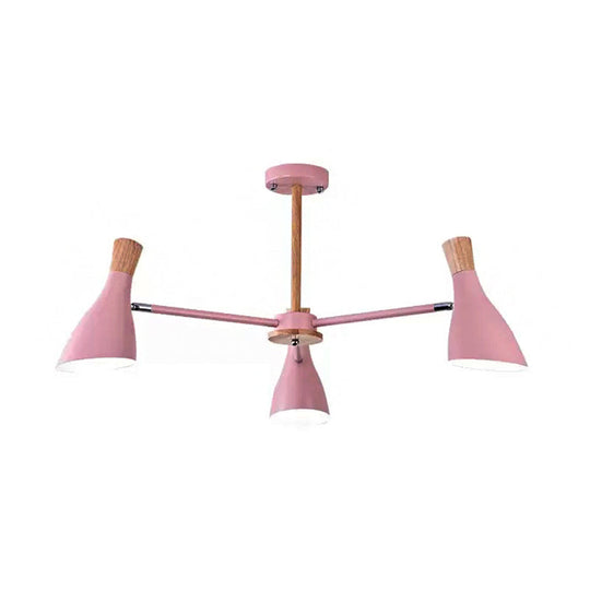 Kids Metal Chandelier: Rotatable Bottle Shape Light In Pink For Nursing Room