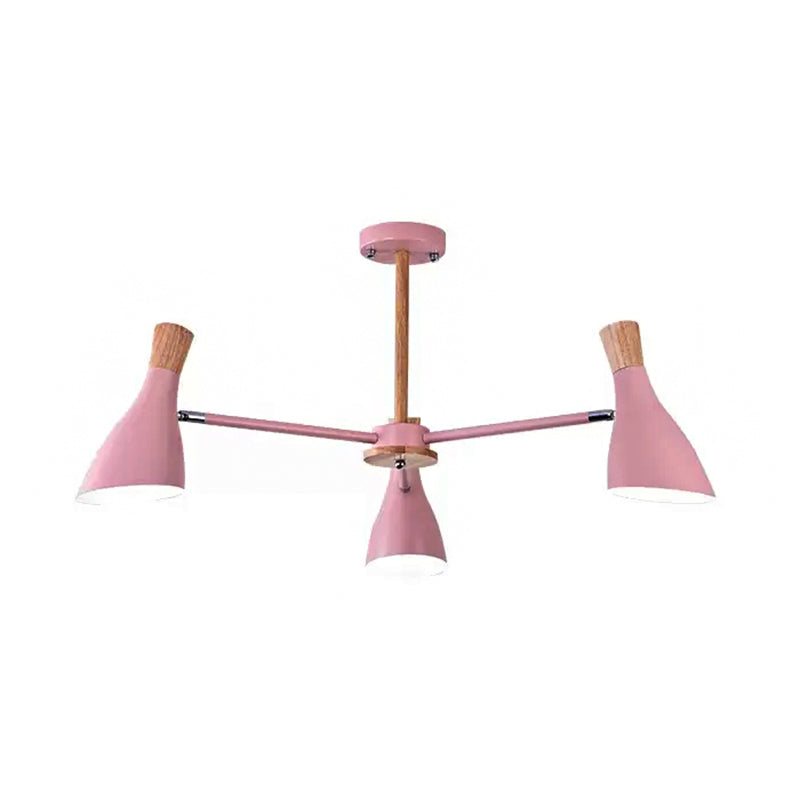 Kids Metal Chandelier: Rotatable Bottle Shape Light In Pink For Nursing Room 3 /