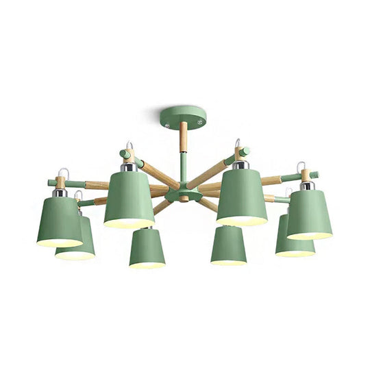 8-Head Metal Chandelier: Stylish Bucket Shape Ideal For Living Room And Restaurant