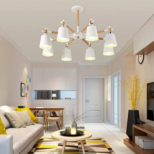 8-Head Metal Chandelier: Stylish Bucket Shape Ideal For Living Room And Restaurant