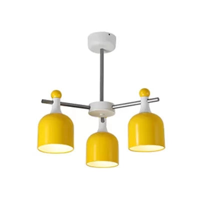 Macaron Yellow Cup Shade Chandelier: Unique Hanging Light For Living Room Or Kindergarten