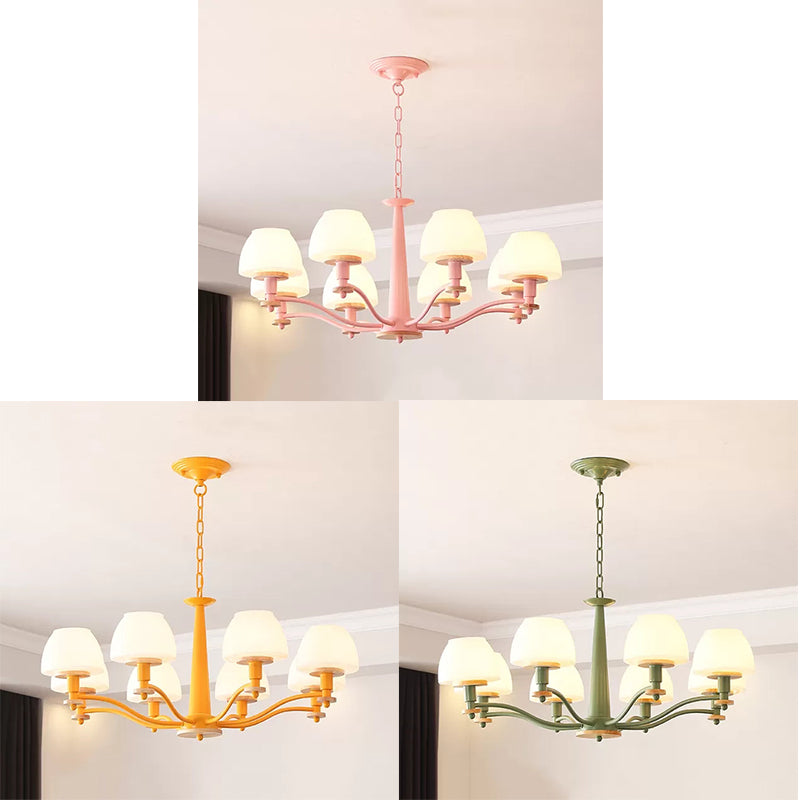 Stylish Macaron Pendant Light - 6-Head Metal Chandelier For Living Room