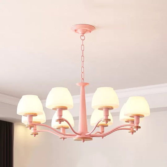 Stylish Macaron Pendant Light - 6-Head Metal Chandelier For Living Room