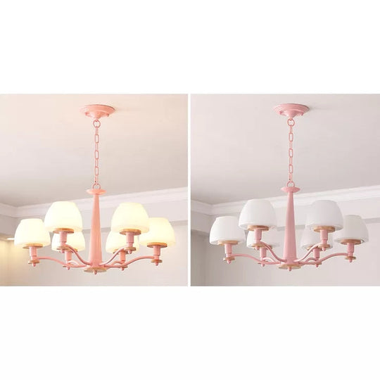 Stylish Macaron Pendant Light - 6-Head Metal Chandelier For Living Room