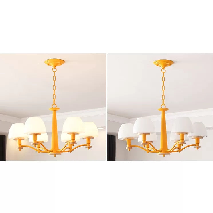 Stylish Macaron Pendant Light - 6-Head Metal Chandelier For Living Room