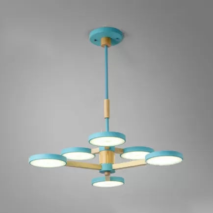 Nordic Macaron Chandelier - 2 Tier Wood & Acrylic Hanging Light