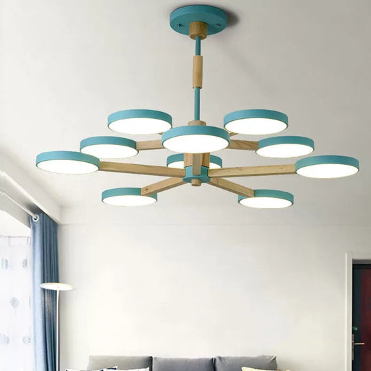 Nordic Macaron Chandelier - 2 Tier Wood & Acrylic Hanging Light