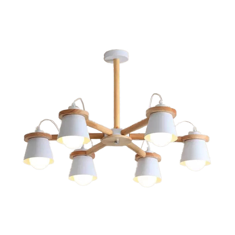 Macaron Metal Chandelier With 6 Bucket Shades Pendant Lighting For Kindergarten