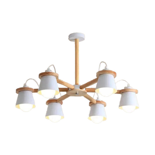 Macaron Metal Chandelier With 6 Bucket Shades Pendant Lighting For Kindergarten